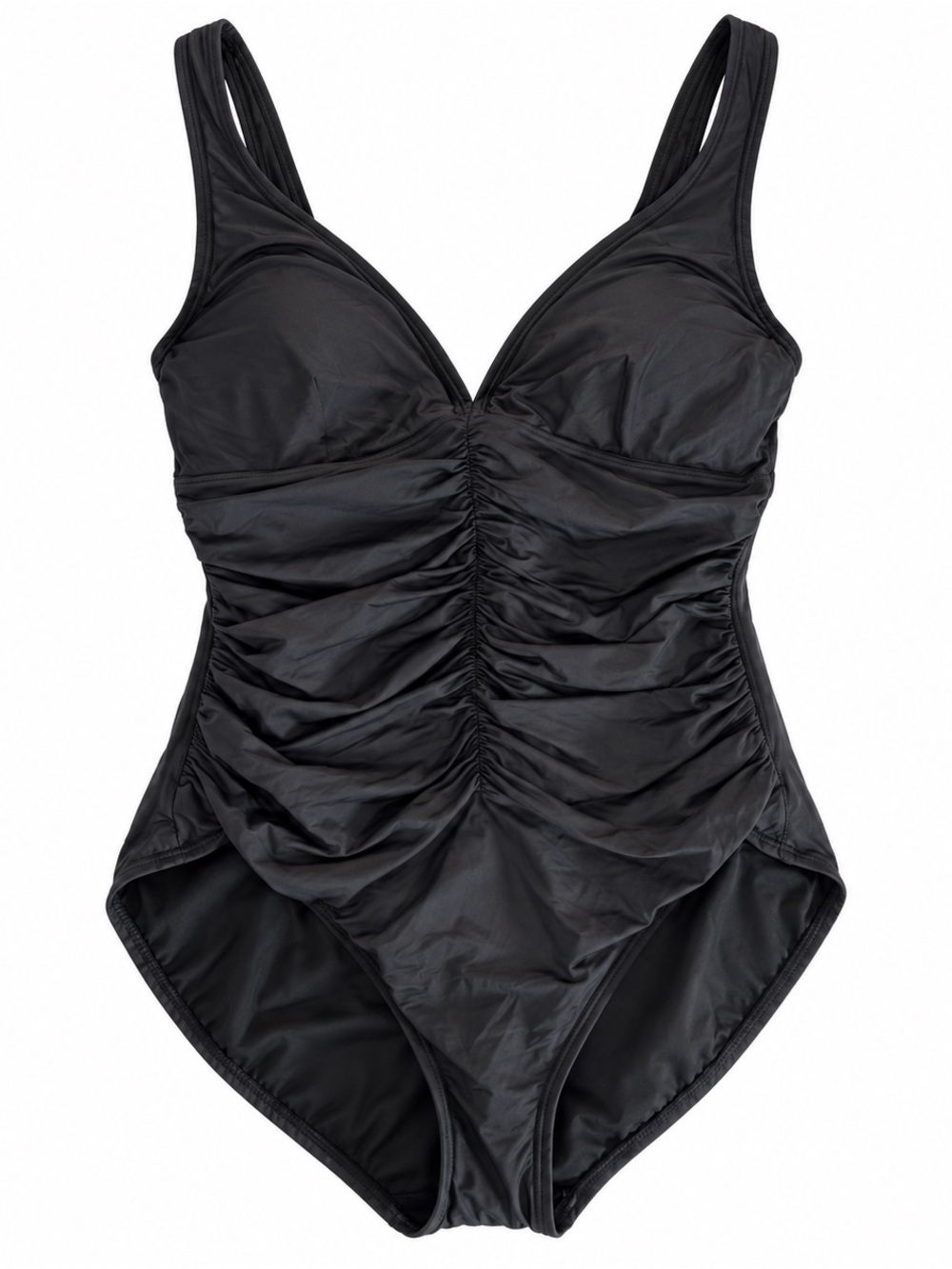 Women’s Coco Reef Contours Black Ruched Shapemaker Swimsuit, Size 12 nwt